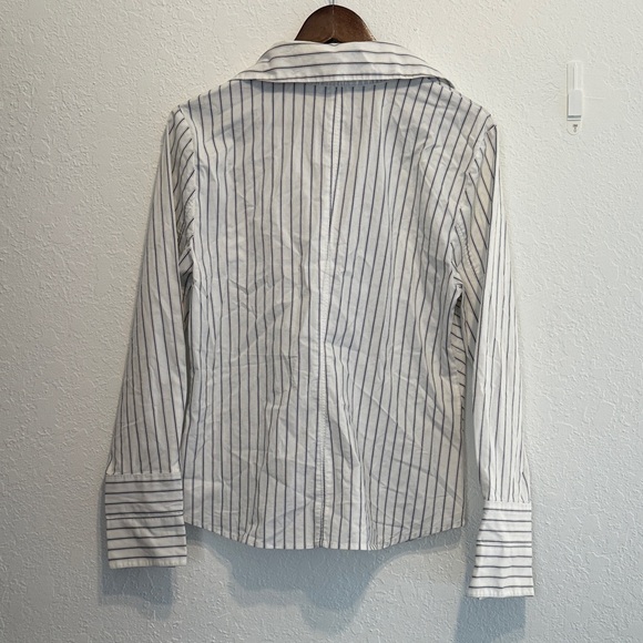 Worthington Stretch White Button Down Shirt Black Stripes Diagonal Size 12 Top - Picture 5 of 10